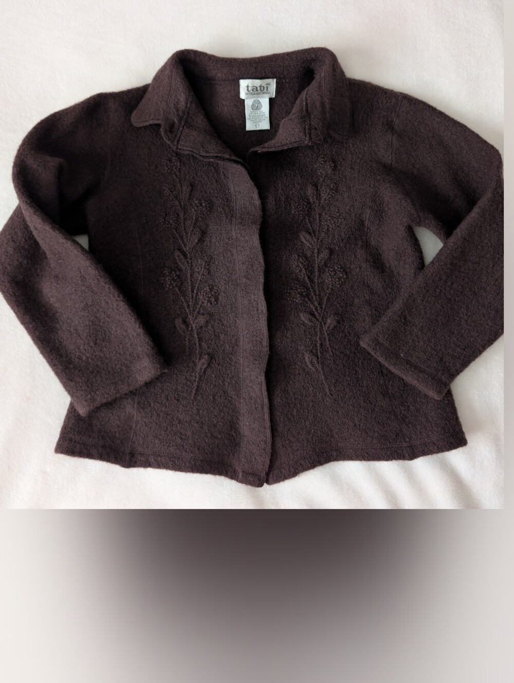 Vintage Wool Brown Floral Cable Knit Cardigan